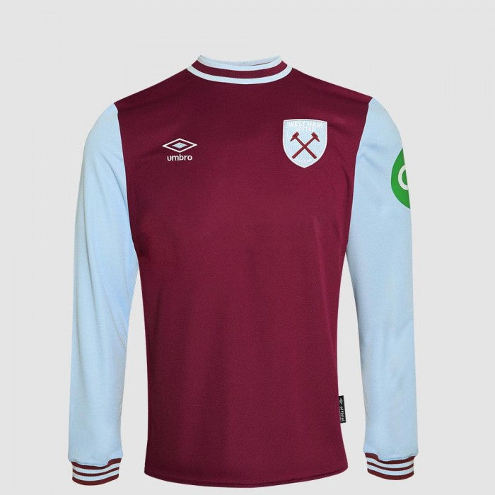 Front - Umbro Childrens/Kids 24/25 West Ham United FC Long-Sleeved Home Jersey