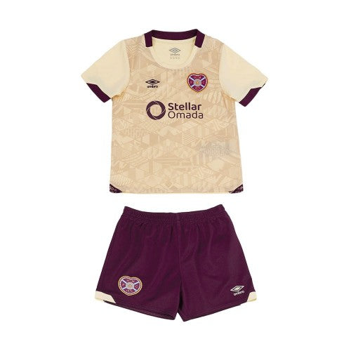 Front - Umbro Childrens/Kids 24/25 Heart Of Midlothian FC Away Kit Set