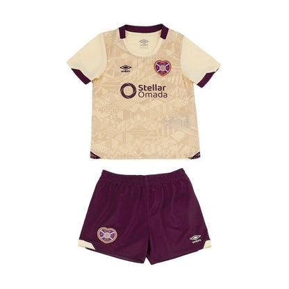 Front - Umbro Childrens/Kids 24/25 Heart Of Midlothian FC Away Kit Set