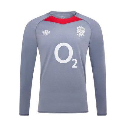 Front - Umbro Mens 24/25 England Rugby Relaxed Fit Long-Sleeved Training Jersey