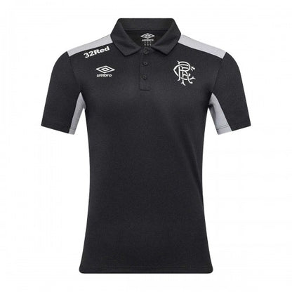 Front - Umbro Mens Presentation Rangers FC Polyester Polo Shirt