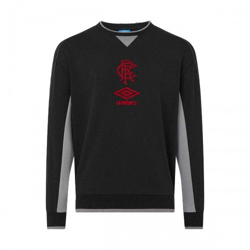 Front - Umbro Mens Rangers FC Crew Neck Travel Sweatshirt