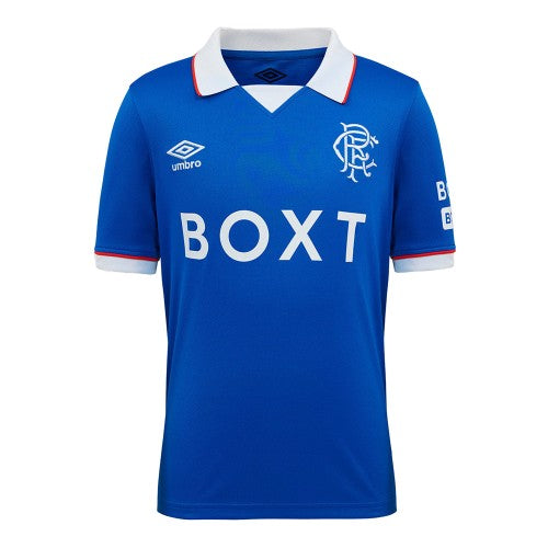 Front - Umbro Childrens/Kids 25/26 Rangers FC Short-Sleeved Home Shirt