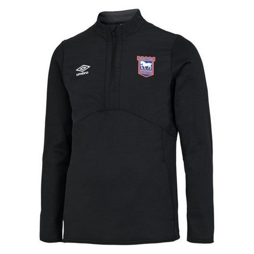 Front - Ipswich Town FC Mens 22/23 Umbro Half Zip Fleece Top