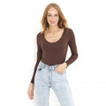 Front - Brave Soul Womens/Ladies Long Sleeve Low Cut Bodysuit