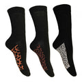Front - Simply Essentials Womens/Ladies Leopard Print Extra Wide Diabetic Socks (Pack Of 3)