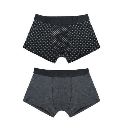 Front - Wolf & Harte Mens Bamboo Rich Spotted Boxer Shorts (Pack Of 2)