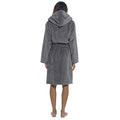 Charcoal - Back - Wolf & Harte Womens-Ladies Hooded Fleece Dressing Gown