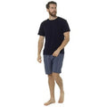 Front - Foxbury Mens Jersey Striped Short Lounge Set