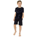 Front - Foxbury Boys Camo Top & Shorts Cotton Pyjama Set