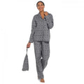Grey - Front - Foxbury Womens-Ladies Leopard Print Top & Bottom Pyjamas Set