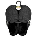 Charcoal - Side - Slumberzzz Womens-Ladies Fur Lined Felt Mule