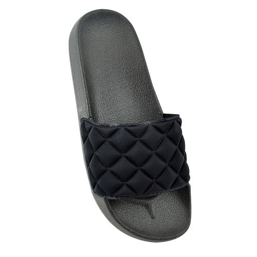 Front - Womens/Ladies Quilt Effect Sliders