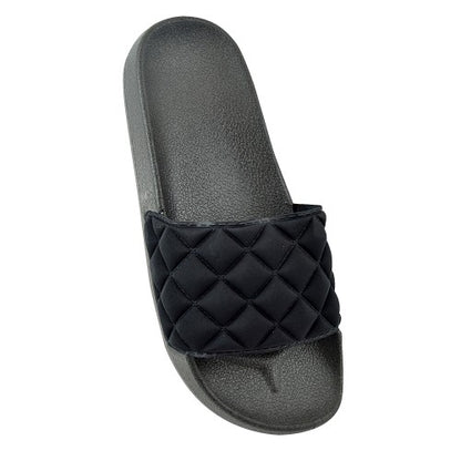 Front - Womens/Ladies Quilt Effect Sliders