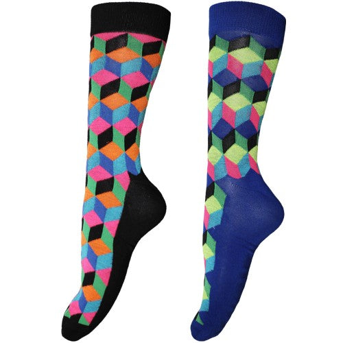 Front - Mens Geometric Novelty Socks (2 Pairs)