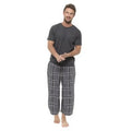 Front - Foxbury Mens Short Sleeve T-Shirt And Checked Bottoms Pyjama Set