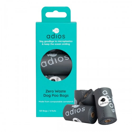 Front - Adios Compstable Plastic Poo Bag (Pack of 120)
