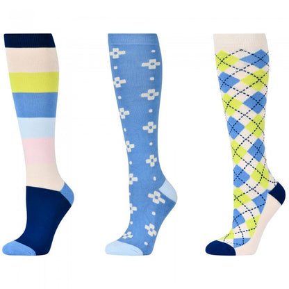 Front - Dublin Unisex Adult Cornflowers High Riding Socks (Pack of 3)