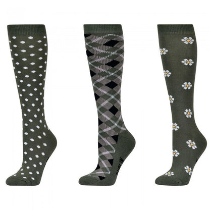 Front - Dublin Unisex Adult Polka Dot High Riding Socks (Pack of 3)