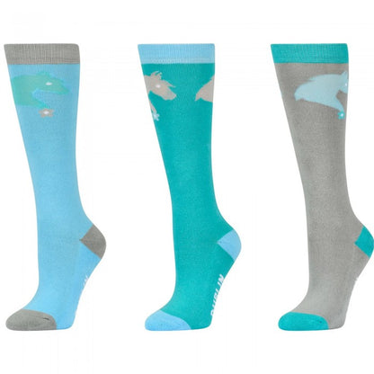 Front - Dublin Childrens/Kids Pony High Riding Socks (Pack of 3)