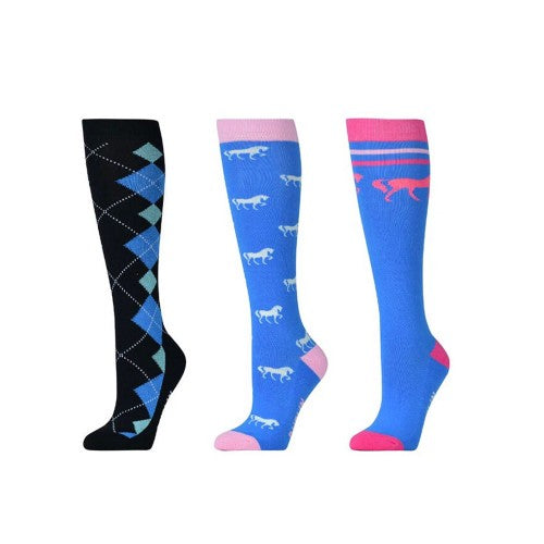 Front - Dublin Unisex Adult Horse High Riding Socks (Pack of 3)