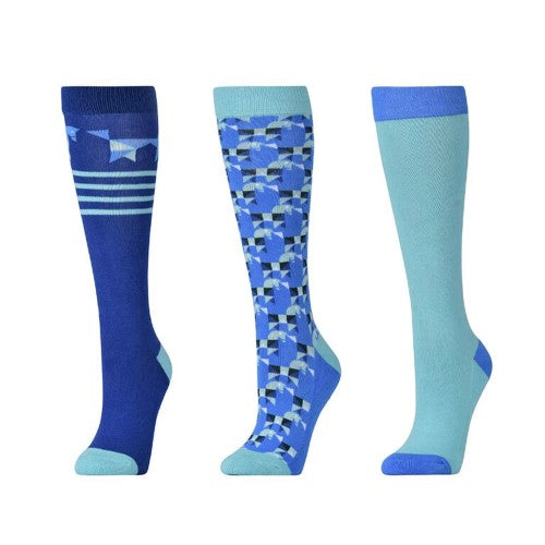 Front - Dublin Childrens/Kids Geometric High Riding Socks (Pack of 3)