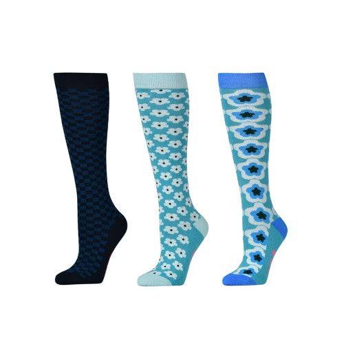 Front - Dublin Unisex Adult Geometric Floral High Riding Socks (Pack of 3)