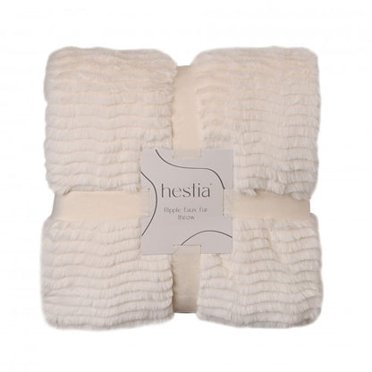 Front - Hestia Ivory Ripple Throw 150cm x 200cm