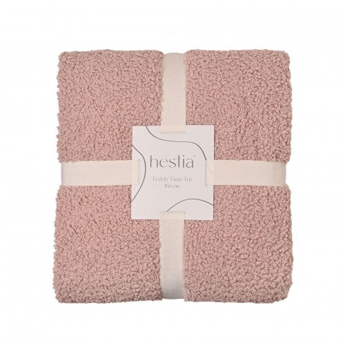 Front - Hestia Pink Teddy Throw 150cm x 150cm