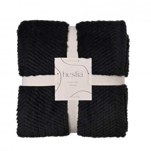 Front - Hestia Graphite Grey Throw 150cm x 200cm