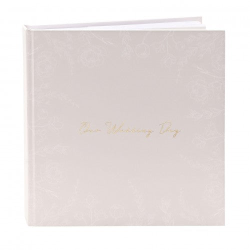 Front - Our Wedding Day' Grey Floral Photo Album 5 x 7 50 pages