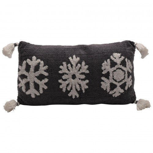 Front - Snowlake Cushion with Tassles