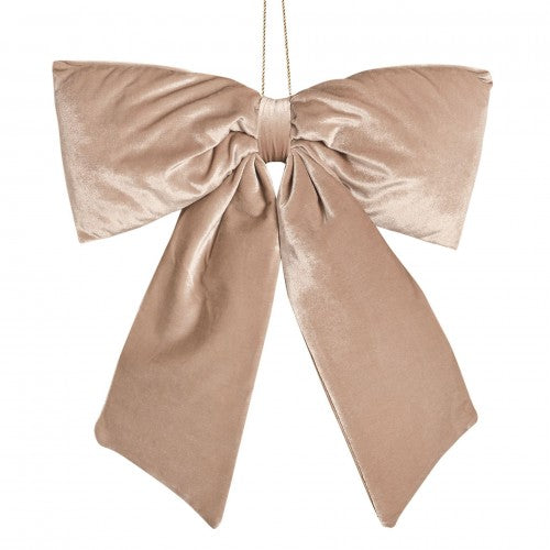 Front - Velvet Bow Hanger 50 x 40cm Taupe