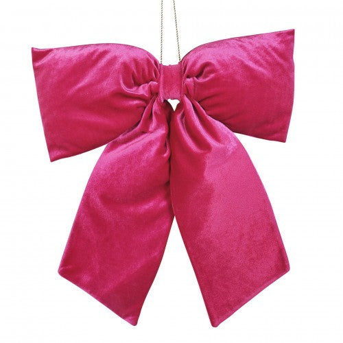 Front - Raspberry Pink Velvet Hanging Bow