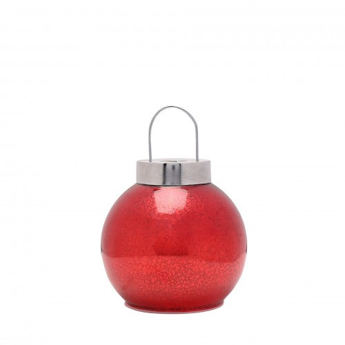 Front - Red Mercury Glass LED Fairy Light Bauble Ornament - 16cm