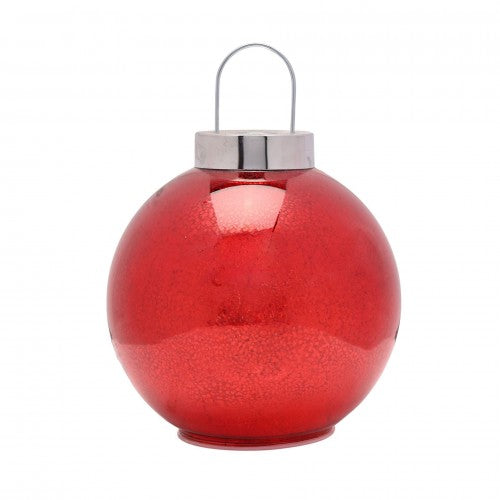 Front - Red Mercury Glass LED Fairy Light Bauble Ornament - 20cm