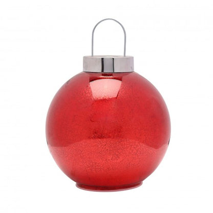 Front - Red Mercury Glass LED Fairy Light Bauble Ornament - 20cm