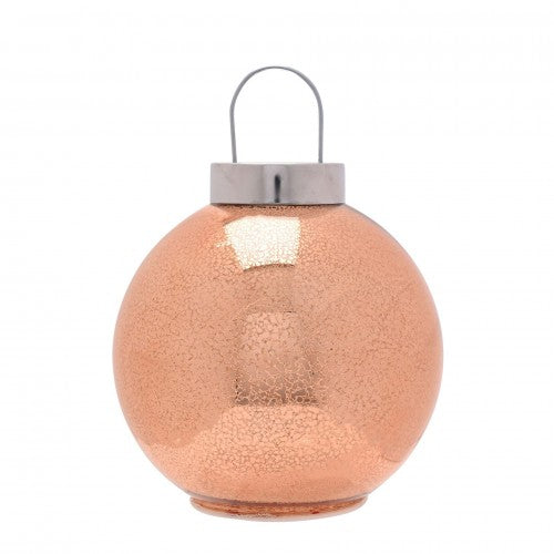 Front - Rose Champagne Mercury Glass LED Fairy Light Bauble Ornament - 20cm