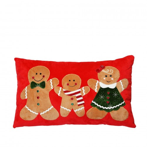 Front - Santa & Friends Gingerbread Family Cushion