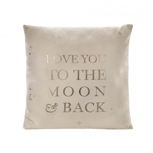 Front - Bambino Velvet Square Cushion Moon & Back 40cm