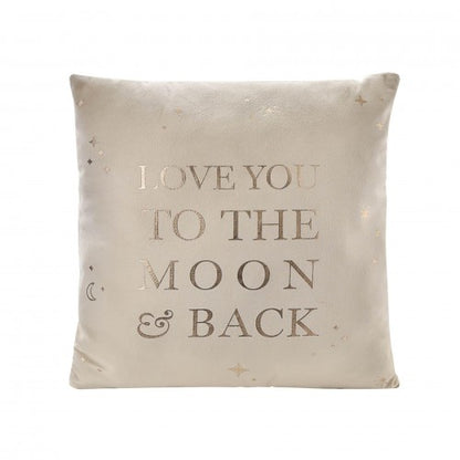 Front - Bambino Velvet Square Cushion Moon & Back 40cm