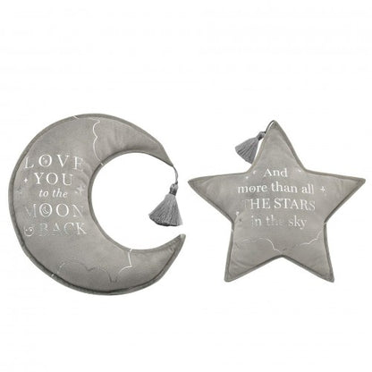 Front - Bambino Velvet Moon & Star Cushion 32cm Grey