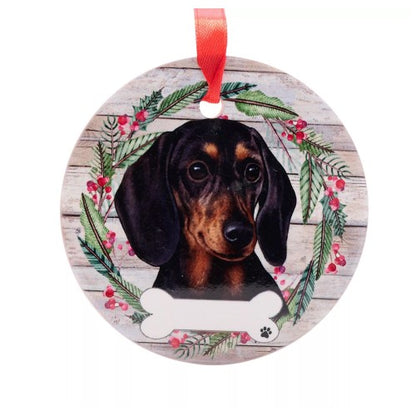 Front - Best Of Breed Dachshund Wreath Christmas Hanging Decoration