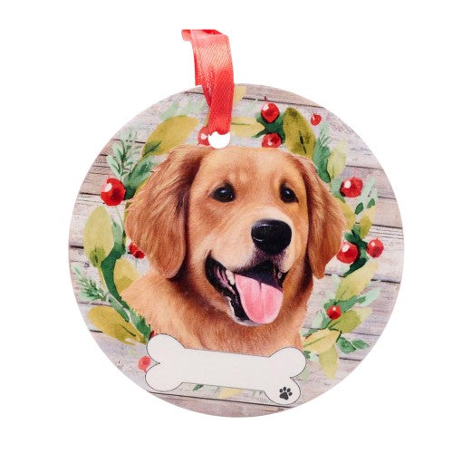 Front - Best Of Breed Golden Retriever Wreath Christmas Hanging Decoration
