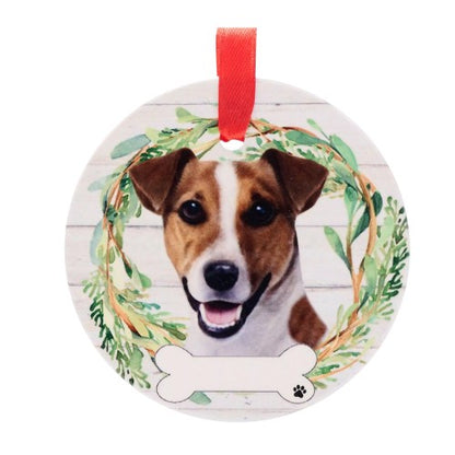 Front - Best Of Breed Jack Russell Wreath Christmas Hanging Decoration