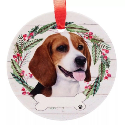 Front - Best Of Breed Beagle Wreath Christmas Hanging Decoration