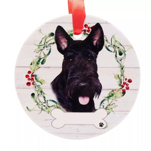 Front - Best Of Breed Scottish Terrier Wreath Christmas Hanging Decoration