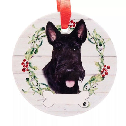 Front - Best Of Breed Scottish Terrier Wreath Christmas Hanging Decoration