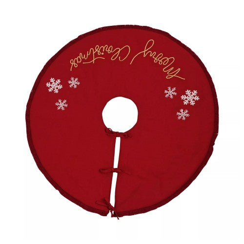 Front - The Seasonal Gift Co. Merry Christmas Snowflake Tree Skirt