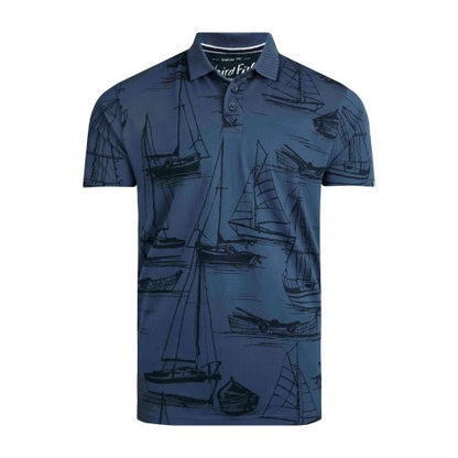 Front - Weird Fish Mens Sarat Sailboat Organic Cotton Polo Shirt